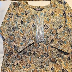 Genius Paisley Women's Blouse With Sequin Detail On Front Womans Large
